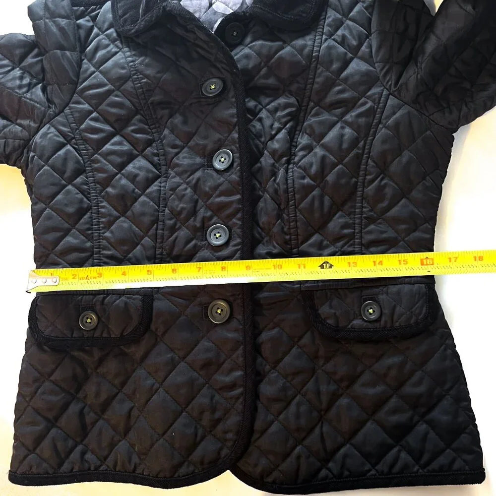 Boden Black Diamond Quilted Jacket with Corduroy Trim Size 6